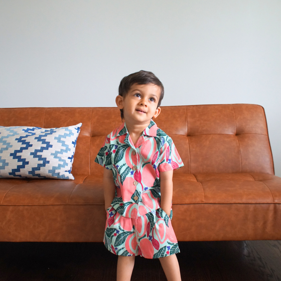 Kiran Printed Camp Shirt & Matching Shorts Set
