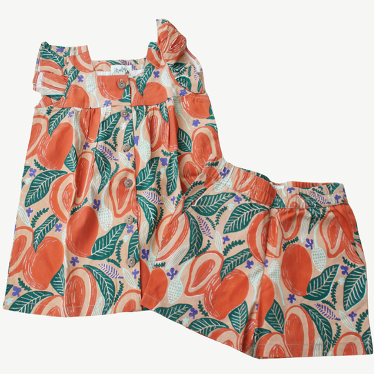 Mira Printed Flutter Sleeve Top & Matching Shorts Set